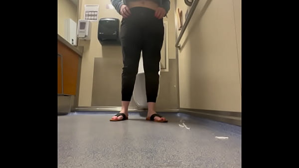 PUBLIC BATHROOM: BIG TITTY girl ORGASMS hard