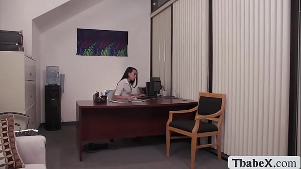 Brunette female babe shows her tranny boss how to spend her free time