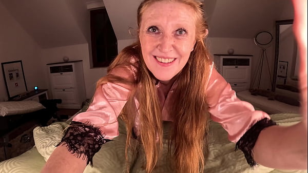 Anal satisfaction in bed in sexy nylon underwear