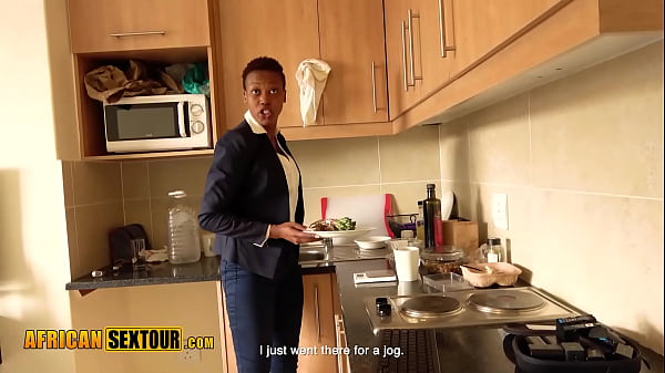 Well dressed African black teen Vicky mouth fucked by big cock Steven Hard