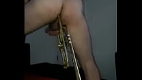 Professional musician ass fucked with trumpet b...