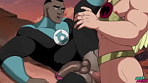 Green Lantern swallowing big cocks with his del...