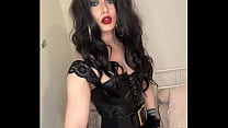 Tattoo trans Kittiemercury jerks off in a skirt
