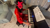 Piano Lesson 2 – Red Lingerie, Deep Oral & Wild Doggy in Front of My Husband