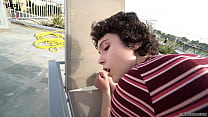 LinaLynn's vacation flirt escalates - bareback sex at the hotel pool! Hopefully nobody catches me!