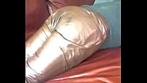 Man masturbating in leather pants