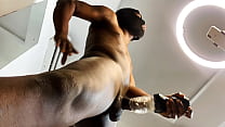 Mastiff cock wanking felxing his african fat co...