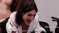 Extremely Open Minded Corporate Company Conducts Interview While Trans Girl Fucks Female HR | TSFixed