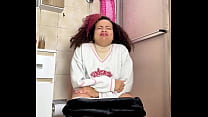 Chubby Girl Can't Stop Farting in Toilet with Belly Ache