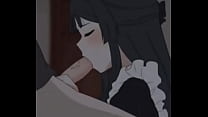 Anime girl makes nice with her mouth