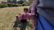 Dick flash - I pull out my cock in front of a young girl in the public park and she helps me cum in face - it's very risky 4K - MissCreamy