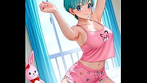 Bulma juega con su peluche en la cama