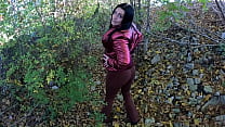 Risky Outdoor Blowjob by the Lake Red Shiny Downjacket Fetish 316