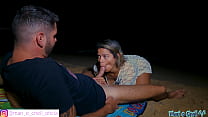 Hot Brazilian went for a walk on the beach at night and ended up sitting hard on her boyfriend's big cock, while she was afraid of reaching someone!