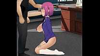 SDT food wars Hisako Arato deepthroats her boss in his office and lets him cover her in cum like a slut