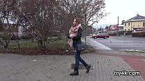 Kissable nympho sucks cock in pov and gets slim slit rode