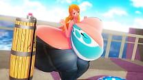 One Piece Nami body inflation by Imbapovi