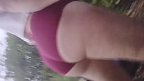 Bubblebutt in booty shorts in the park