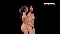 An animated Cartoon 3D porn video of two cute girl's lesbian fun like kiss and rubbing pussy in many positions.