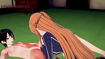 Sword Art Online Hentai 3D - Asuna x Kirito - Handjoob, Fellation, Baise avec du sperme à l'intérieur - Anime Manga Japanese Porn