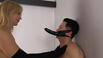 Giantess Gloves with face dildo sucking teasing