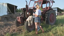 Valentina Leaves Her Skirt On As She Has Anal Sex Outside By A Tractor