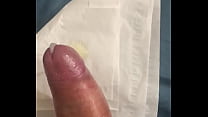 Stroking my thick uncut cock handsfree