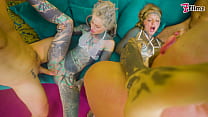 2 Alternative tattooed girls, 6 Cocks - DP, Gag...