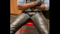 Black Dad Leather Harness Boots & Gloves Wank &...