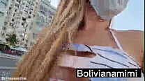 No pantys at the beach of Copacabana.. showing my pussy... teasing Full video on bolivianamimi.tv