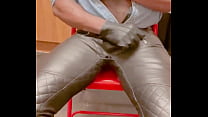 Leather Jeans Wank and Open Shirt Gay Porn edgi...