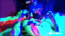 Lesbians Fuck Covered In Glow In The Dark Paint