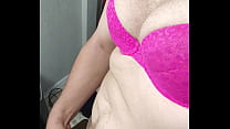 Looking sexy as fuck in a pink bra jacking my d...