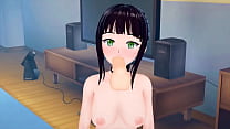 Hot brunette anime girl with big tits sucks and rides dick with ahegao (Hentai) Koikatsu!