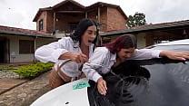 Hot Colombian women wash cars in exchange for s...