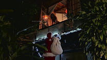 Santa Claus surprises me dancing half naked on the balcony, he punishes me for misbehaving, he makes me suck him off and feel me on his legs and then he fucks me hard