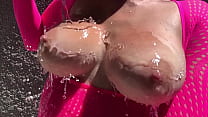 Italian Big Tits Milf Artemisia Love Hot tits Play Outdoor with water Hard nipples fetish