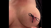 Changing My Piercing in Nipples and make Bow on...