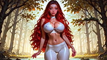 Sexy Redhead Bouncing Big Boobs and Hard Nipples! Tight White Yoga Pants! AI