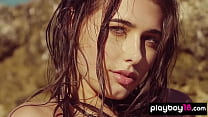 Shy but yet totally free spirit teen Katrine Pirs slips out of her bikini