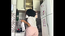 Chubby Housewife Farting While Washing Dishes Voyeur Style