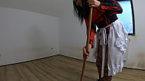 Nympho Maid Masturbates with Broom & Mop While ...