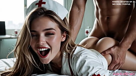 Fucked by a beautiful nurse, cumming deep in her pussy