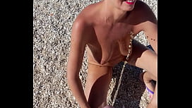 German MILF Sandra Gets Golden Shower on the Beach