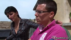 Slutty Blonde Housewife Gets Fucked in the Backyard