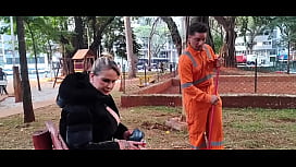 Dirty Blonde Boss Gets Her Ass Scrubbed by a Suspicious Cleaner