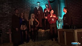 Busty Blonde & Brunette MILFs Fuck Like Wild Animals in a Dark Dungeon