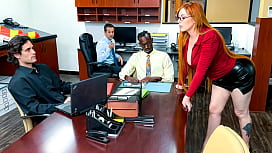 Bitchy Redhead Boss Lady Demands a Big Black Cock in Her Office