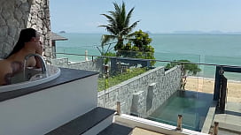 Hot Brunette MILF Gets Fucked in a Jacuzzi, Sucks and Swallows Hard