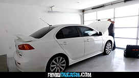 Stepdad's Car Breakdown: Stepdaughters Take Charge and Ride Him Hard